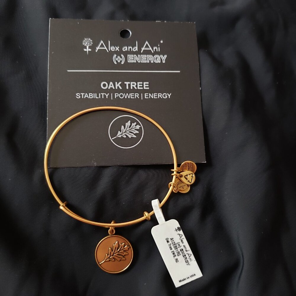 ☮️ NWT Alex and Ani Gold Oak Tree Bracelet Bangle  Stability Power Strength…